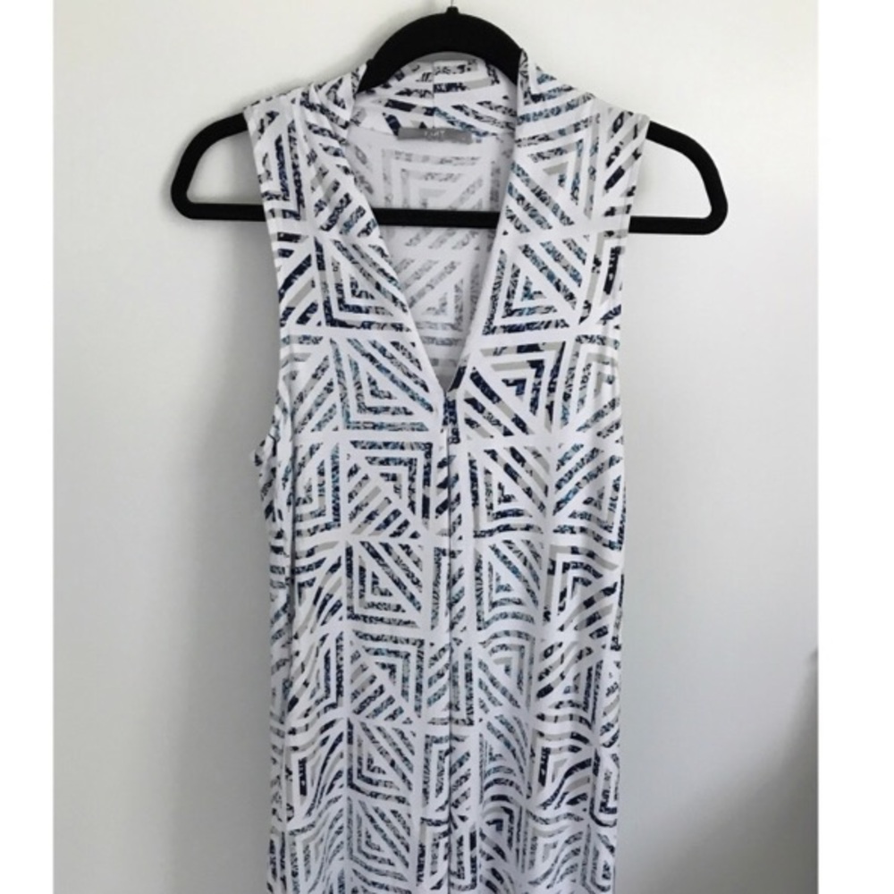 Tart Geometric White and Blue Dress